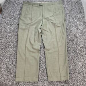 Zanella Nordstrom Men's 44 Pleated Dress Pants Sage Green Cuffed Made in Italy